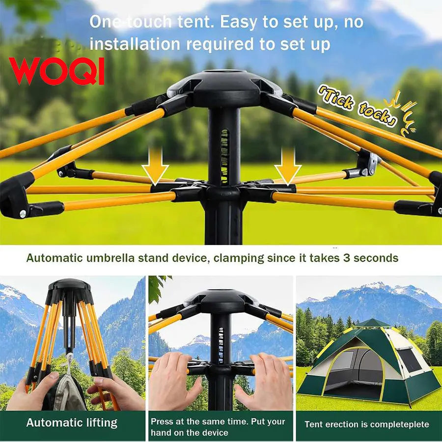 WOQI 4 person family camping tent  waterproof and windproof  outdoor backpacking and hiking