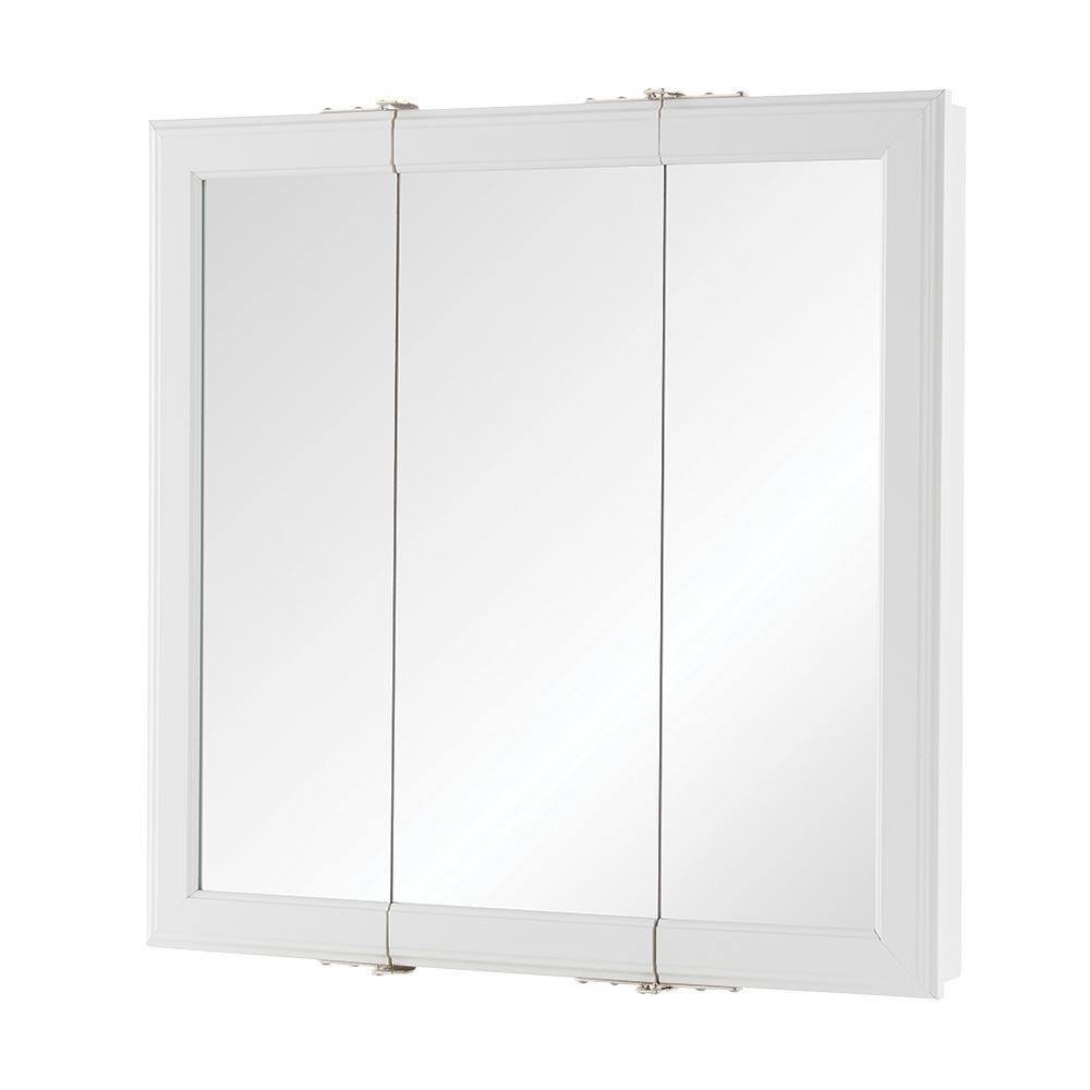 Home Decorators Collection 24-316 in. W x 24-316 in. H Fog Free Framed Surface-Mount Tri-View Bathroom Medicine Cabinet in White 45394