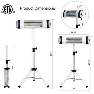 EdenBranch Adjustable Height Carbon Fiber Standing Patio Heater with Remote Control 1500-Watt 141013