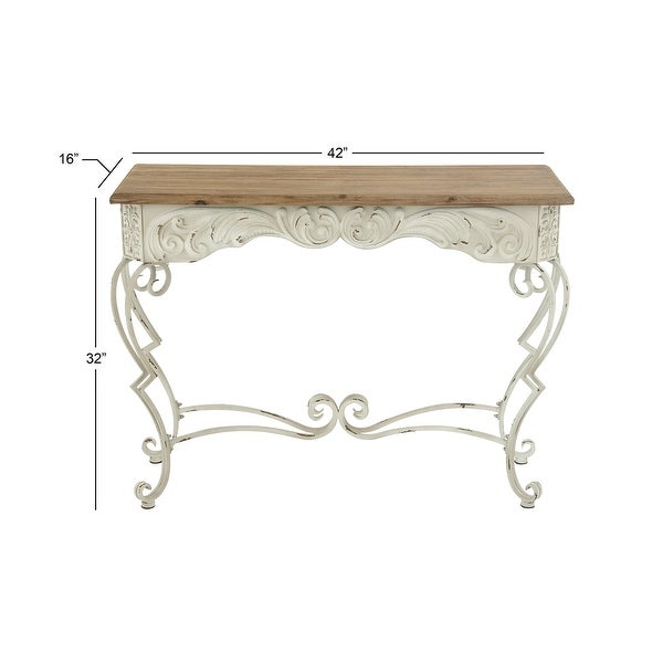 White Iron Farmhouse Console Table 32 x 42 x 16