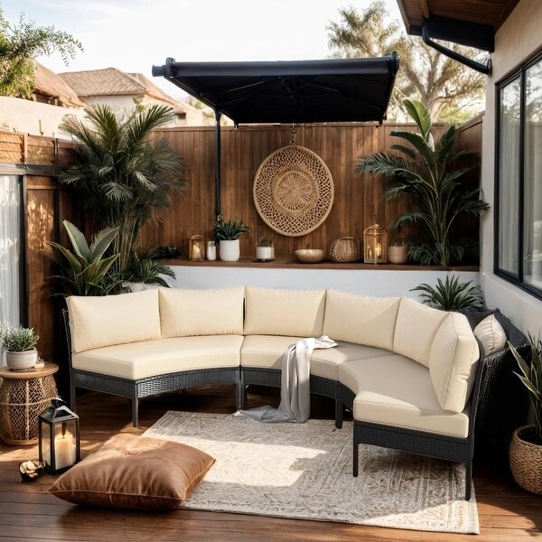 3 Piece Patio Furniture Set，Curved Outdoor Conversation Set，All Weather Sectional Sofa，Beautiful Curved Outdoor Sofa