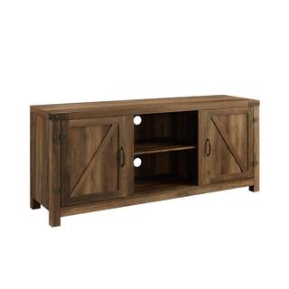 Walker Edison Furniture Company Barnwood Collection 58 in. Rustic Oak 2-Door TV Stand fits TV up to 60 in. with Adjustable Shelf HD58BDSDRO