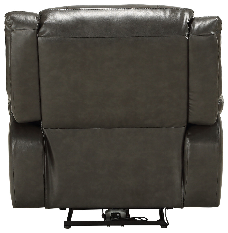 ACME Imogen Recliner  Power Motion  Gray Leather Aire   Contemporary   Recliner Chairs   by Homesquare  Houzz