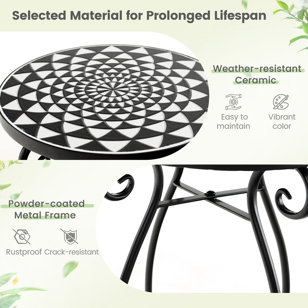 Costway Mosaic Outdoor Side Table  Round End Table with Weather   See Details