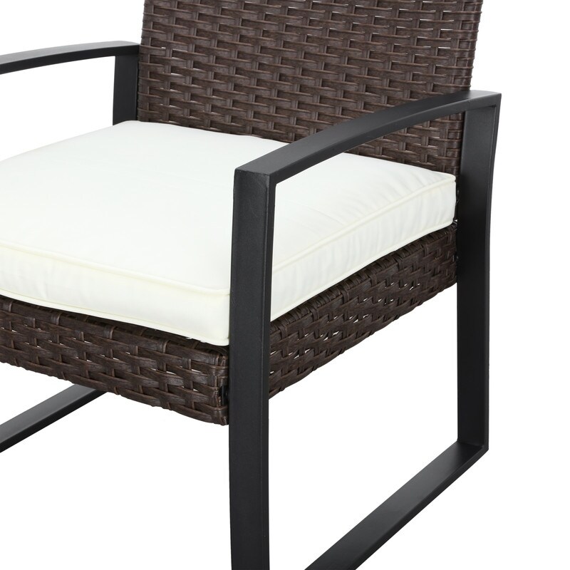 Patio Festival 5 Piece Outdoor Wicker Conversation Set with Ottomans and Table