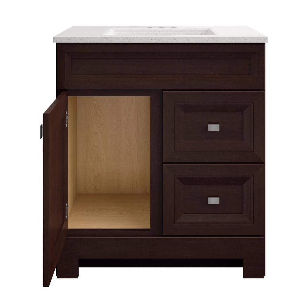 Home Decorators Collection Sedgewood 30.5 in. W Configurable Bath Vanity in Cognac with Solid Surface Top in Arctic with White Sink PPLNKDCG30D