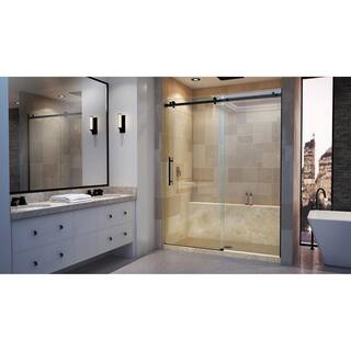 DreamLine Enigma Air 60 in. W x 76 in. H Sliding Frameless Shower Door in Satin Black Finish with Clear Glass SHDR-64607610-09