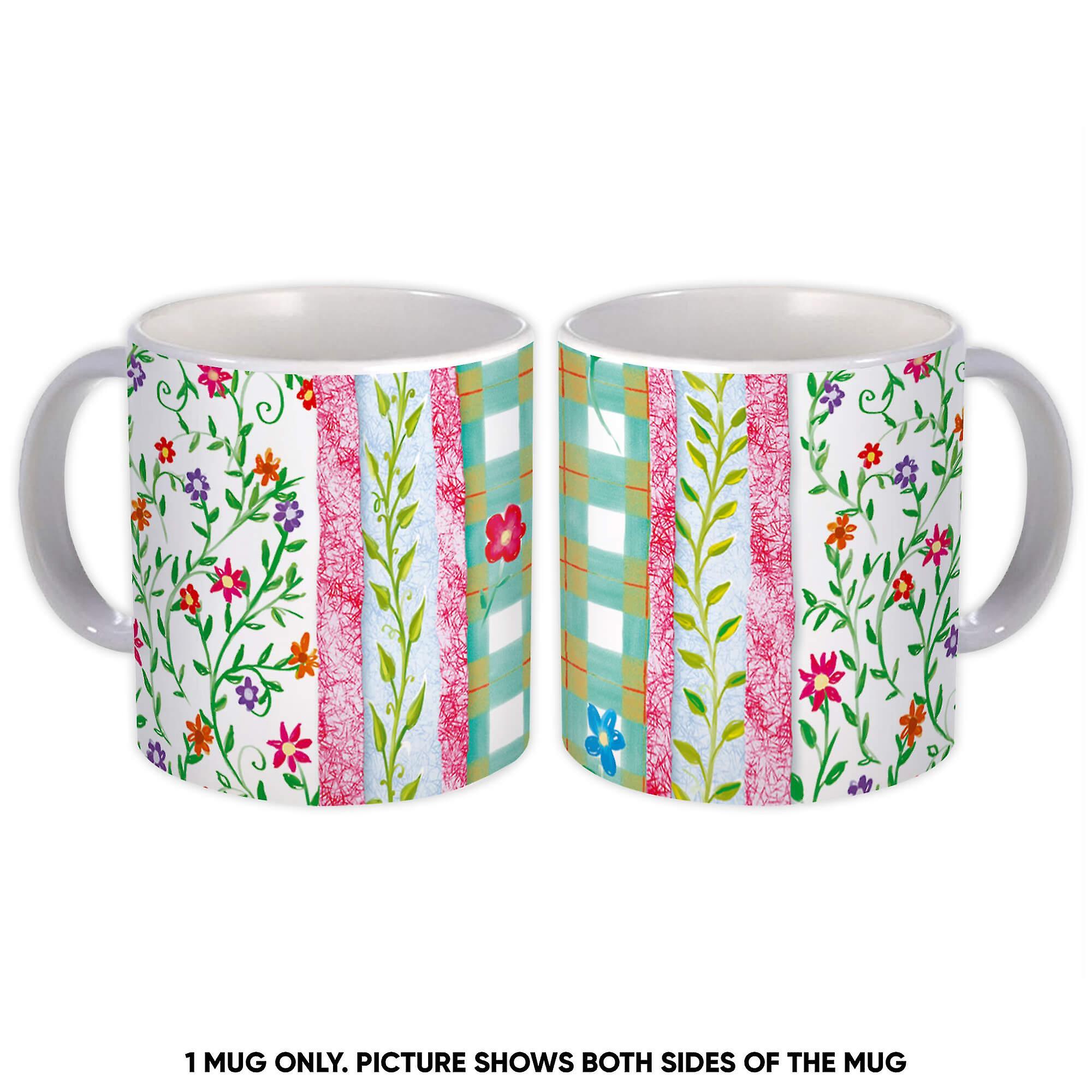 Gift Mug: Flowers Stems Patchwork