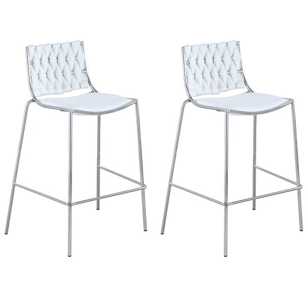 Somette Trevor Stackable Counter Stool with White Weave Back， Set of 2 - Counter Stool