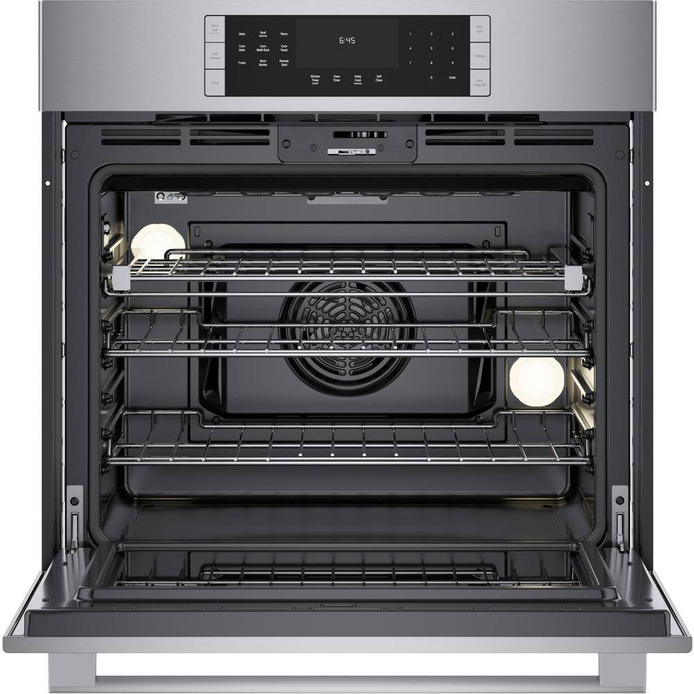 Bosch 800 Series 30 in. Built-In Smart Single Electric Convection Wall Oven with Air Fry and Self Cleaning in Stainless Steel HBL8454UC