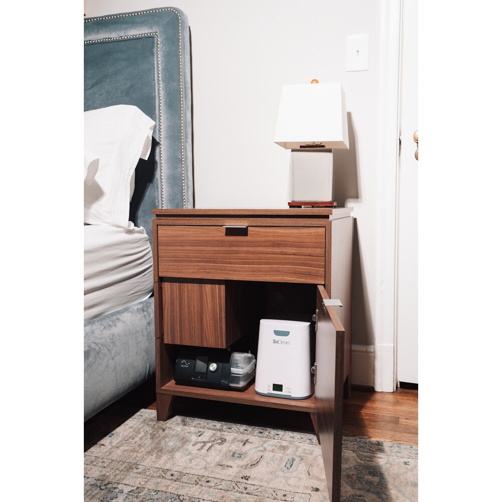 C PAP Nightstand in WALNUT with Left Side Slide