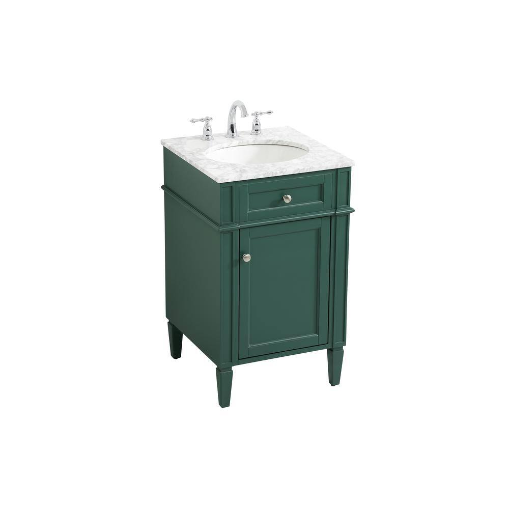 Simply Living 21 in. W x 21.5 in. D x 35 in. H Bath Vanity in Green with Carrara White Marble Top SL37563GN