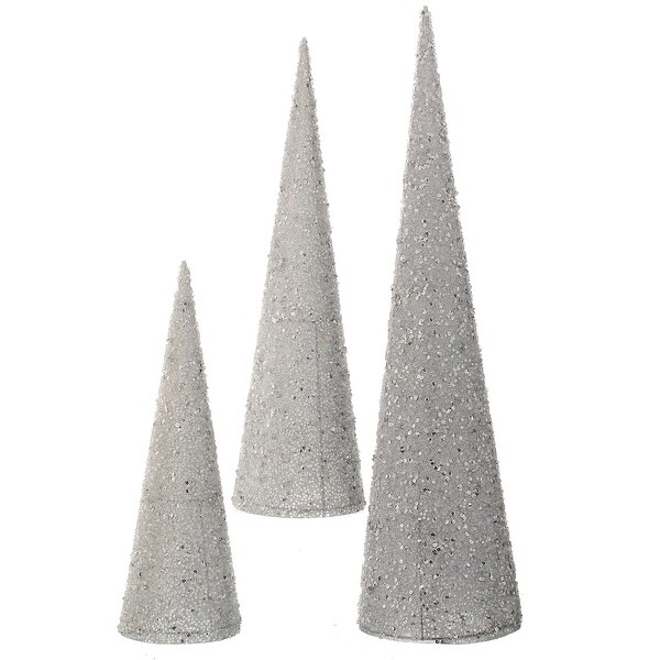 182430 Sequin Bead Cone Tree Set of 3