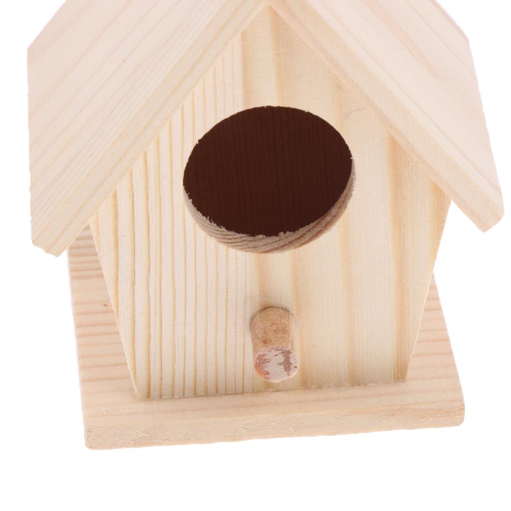 2Pcs Handmade Swing Unfinished Wood Birdhouse DIY Cage Bird House