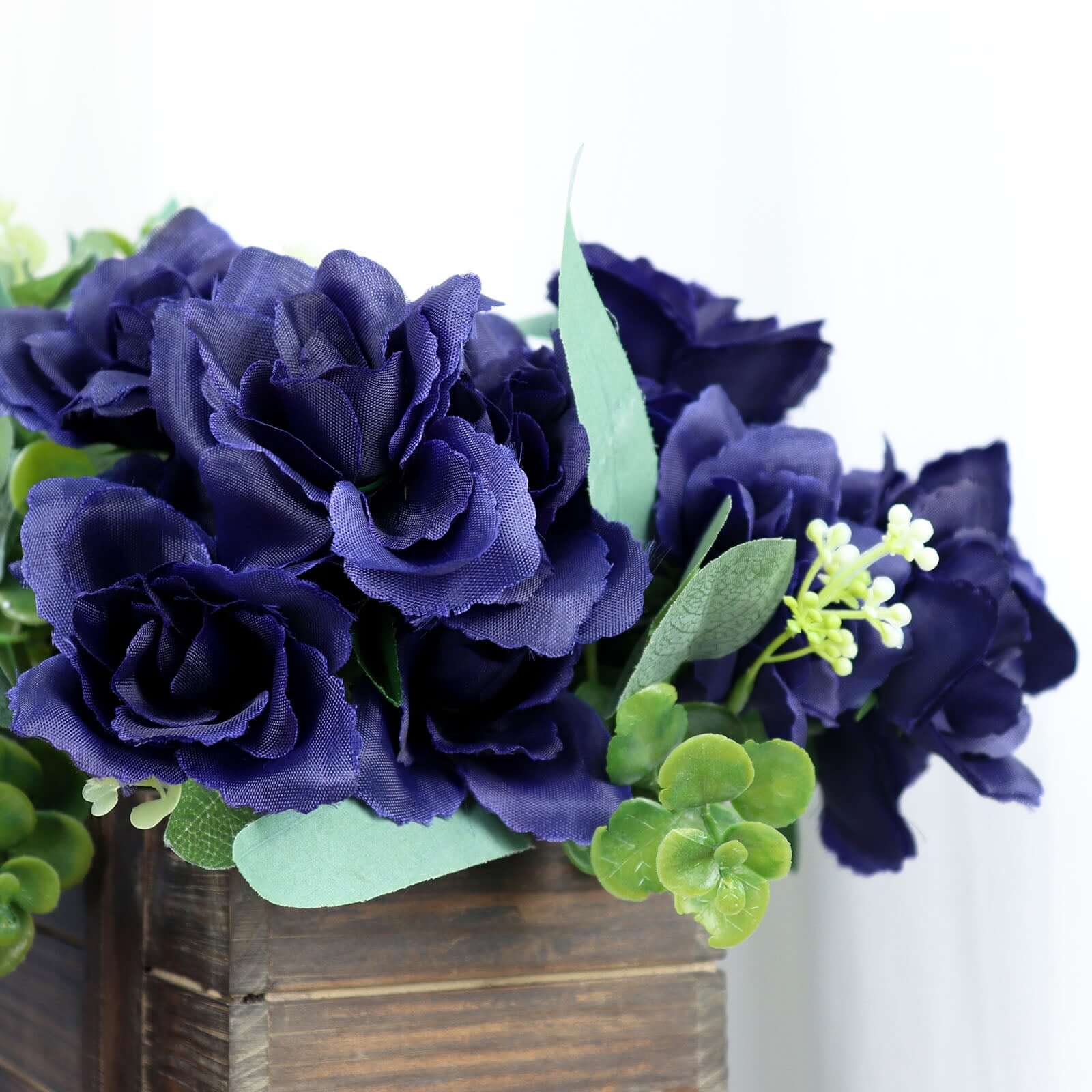 12 Bushes Navy Blue Artificial Premium Silk Blossomed Rose Flowers 84 Roses