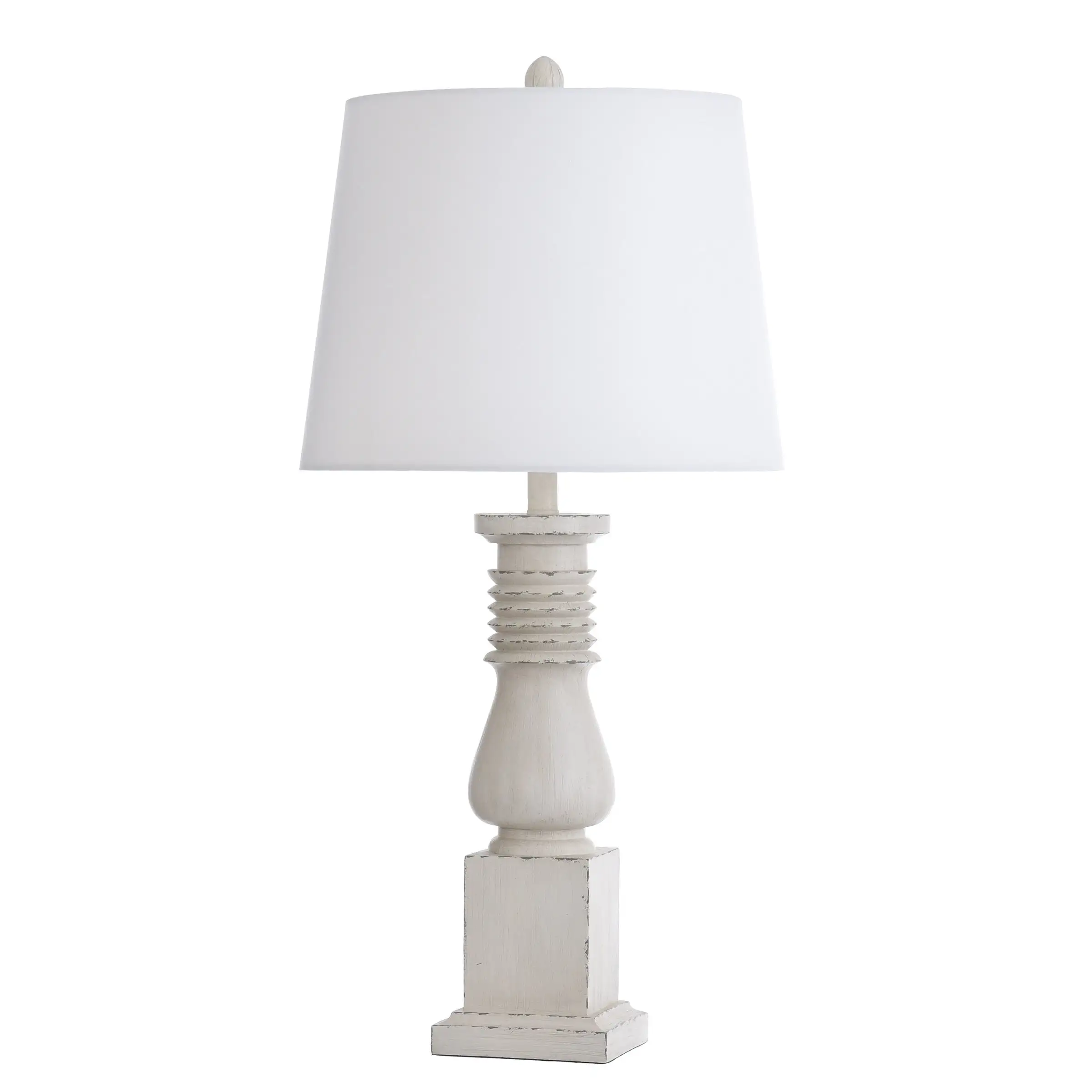 StyleCraft Old White Istress Turned Style Table Lamp