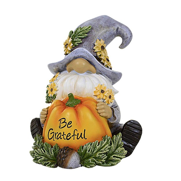 Roman Harvest Gnome Figurine One Statue 7 75 Inches Be Grateful Autumn Thanksgiving 136595 Resin Multicolored