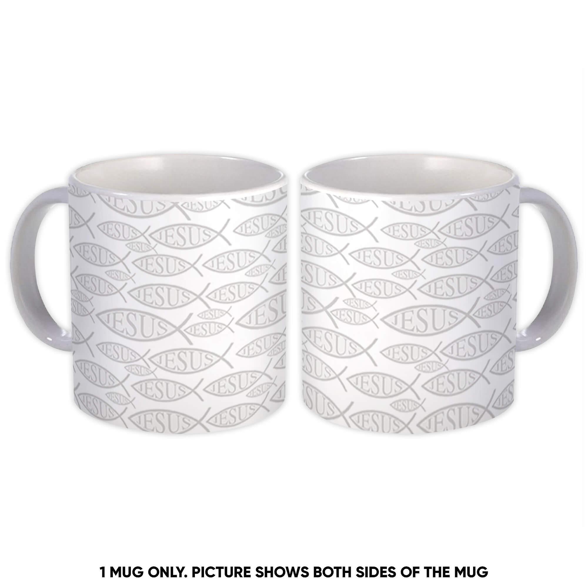 Gift Mug: Jesus Fish Pattern Christian