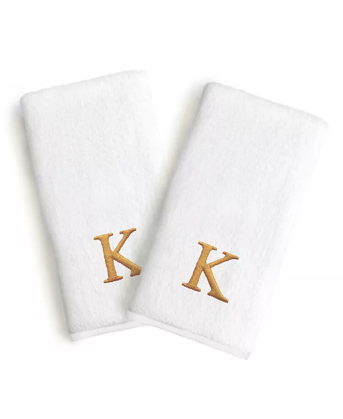 Linum Home Textiles Monogrammed Luxury 100% Turkish Cotton Novelty 2 Piece Hand Towels Collection