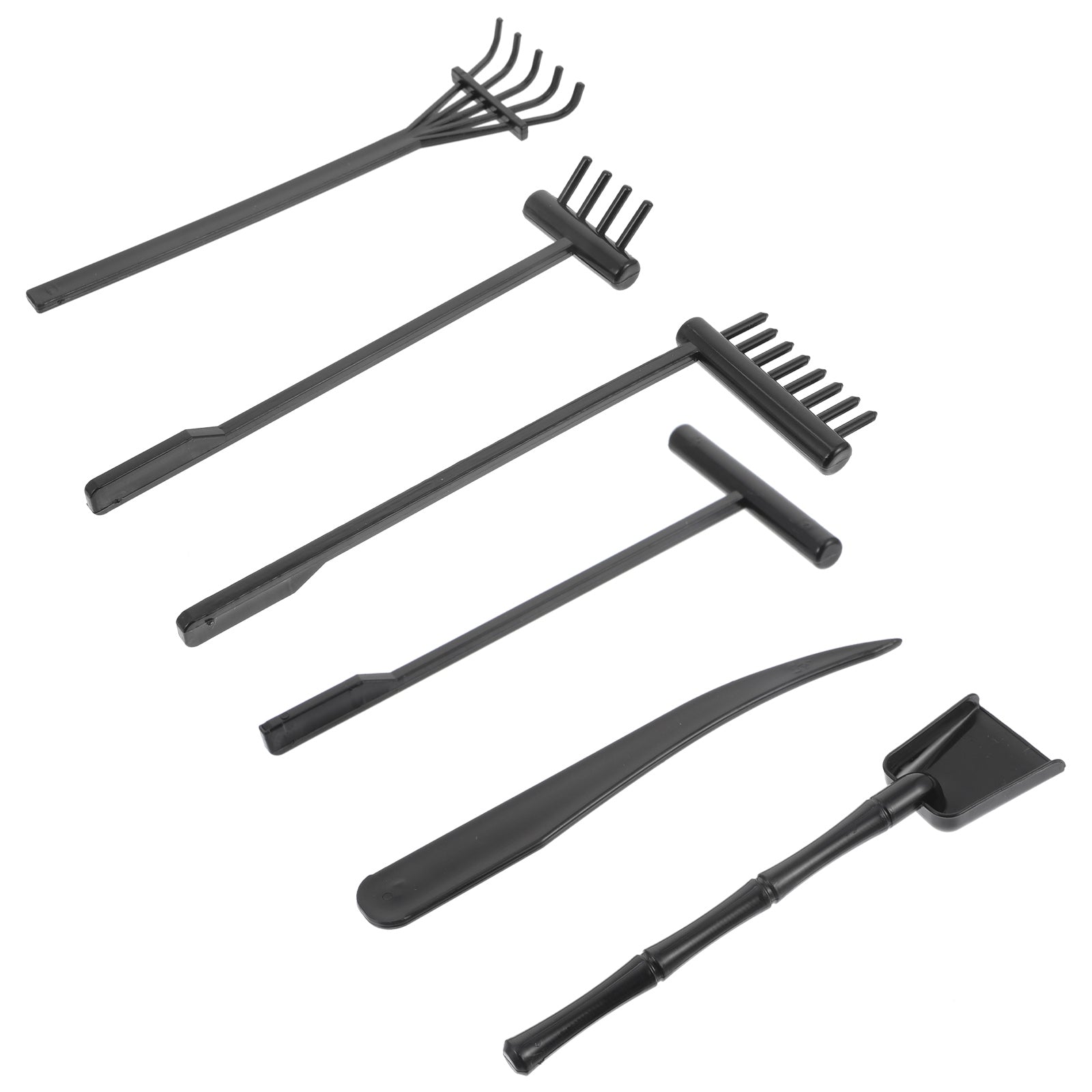 OUNONA 6pcs Mini Garden Rake Zen Rakes Push Tool Plastic Rake Tools For Mediation Table