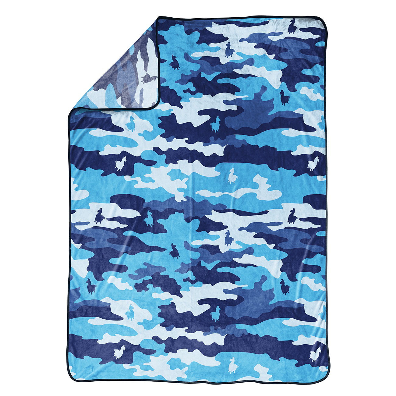 Fortnite Llama Camo Kids Blanket， 62 x 90， Microfiber， Blue， Epic Games， Gaming Bedding