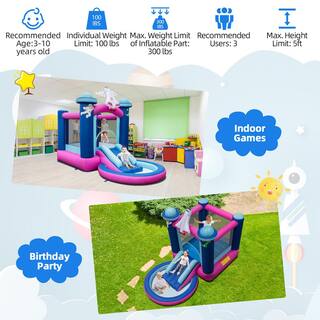 Costway Inflatable Space-themed Bounce House Kids 3-in-1 Bounce Castle with 750-Watt Blower NP10673+ES10151US