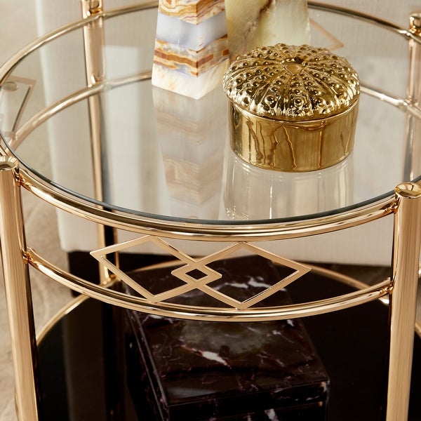 Metropolitan Rose Gold Finish Black Tempered Glass Metal End Table by iNSPIRE Q Bold