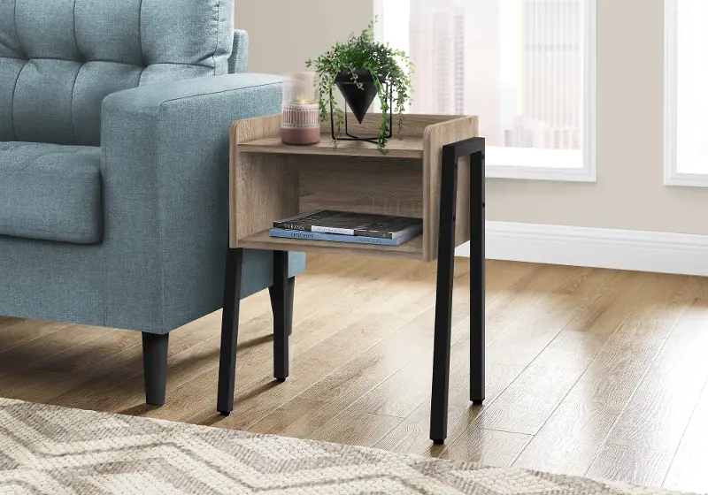 Contemporary Black and Taupe End Table - Mavis