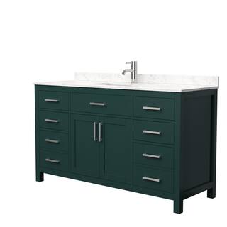 Wyndham Collection Beckett 60 in. W x 22 in. D x 35 in. H Single Sink Bathroom Vanity in Green with Carrara Cultured Marble Top WCG242460SGECCUNSMXX