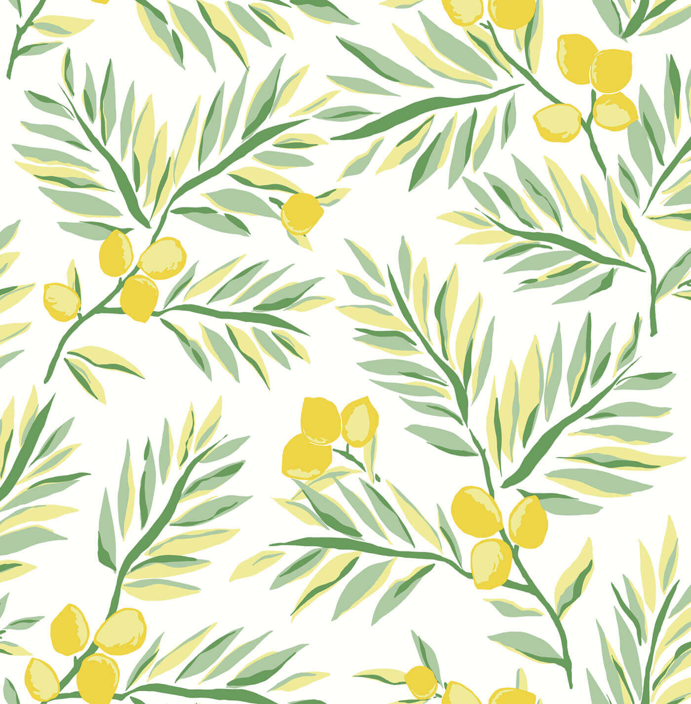 Sample Lemon Branch Peel-and-Stick Wallpaper in Lemon and Sage