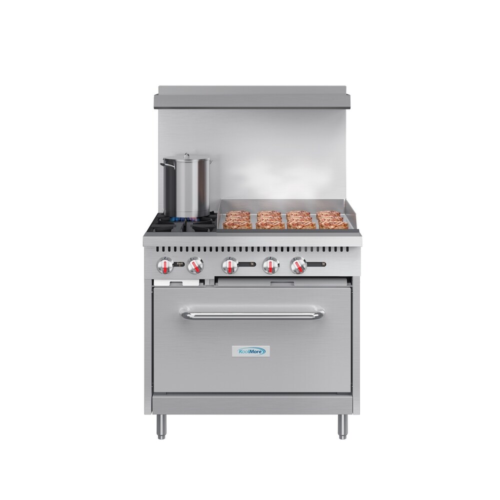 36 in. 2 Burner Commercial LP Range with 24 in. Griddle in Stainless Steel (KM CRG36 LP)