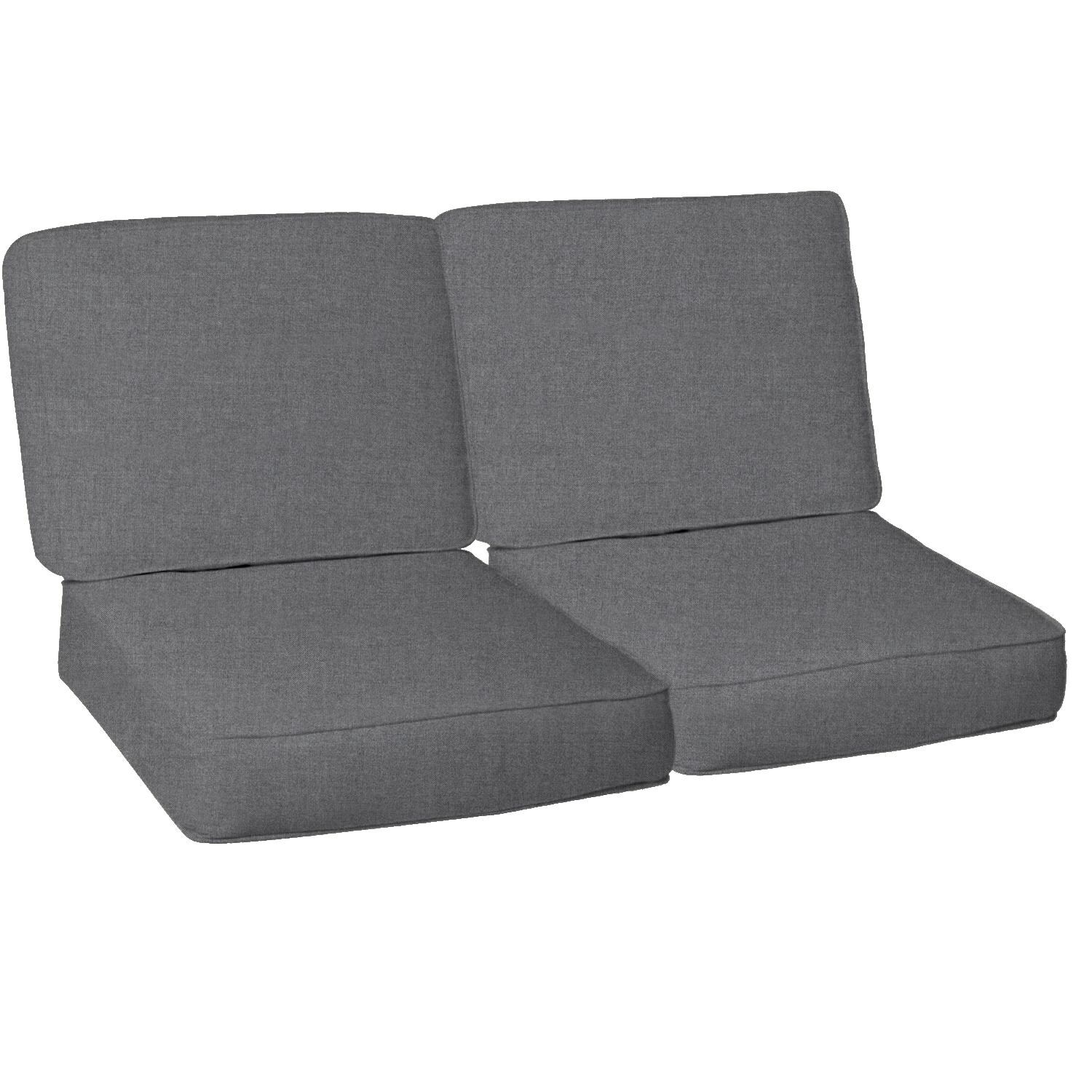 Sunbrella Cast Slate 4 Piece Small Outdoor Replacement Loveseat Cushion Set W/ Piping By Signature