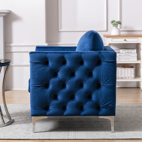 Tufted Button Accent Chair with Steel Legs