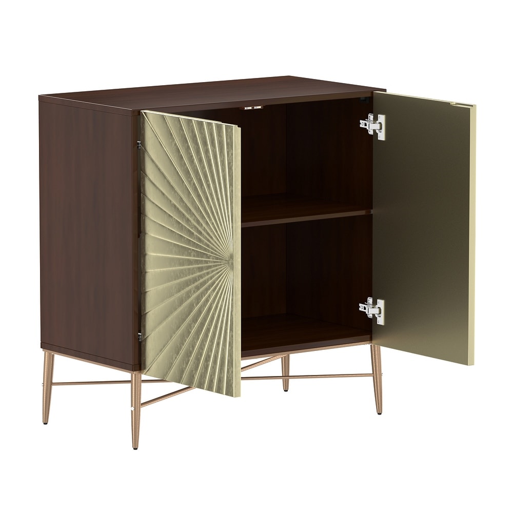 Clihome 2 Door Vintage Wood Media Storage Accent Cabinet