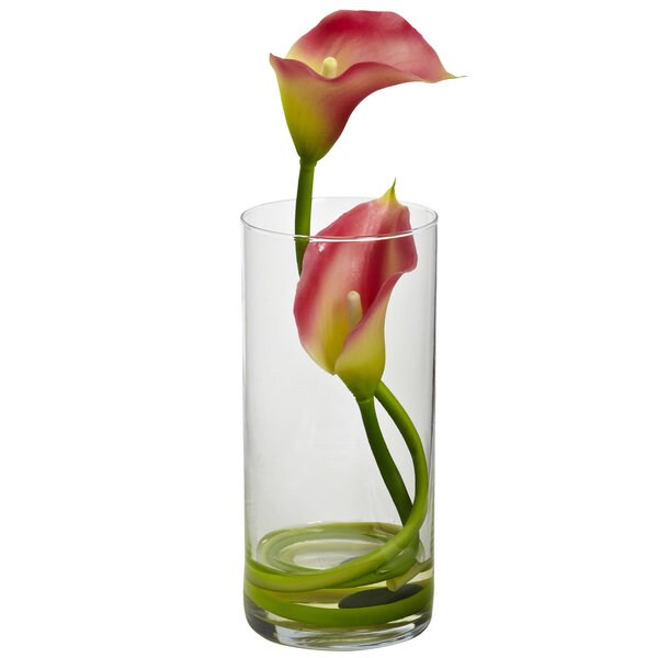 Nearly Natural Double Calla Lily w/Cylinder (Set of 2)