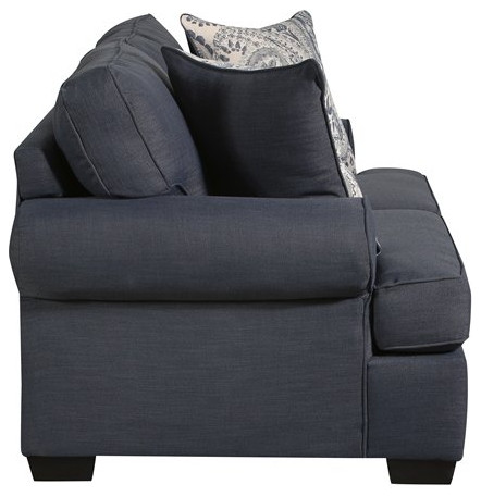 Southampton Loveseat with Accent Pillows in Navy Blue   Transitional   Loveseats   by Homesquare  Houzz