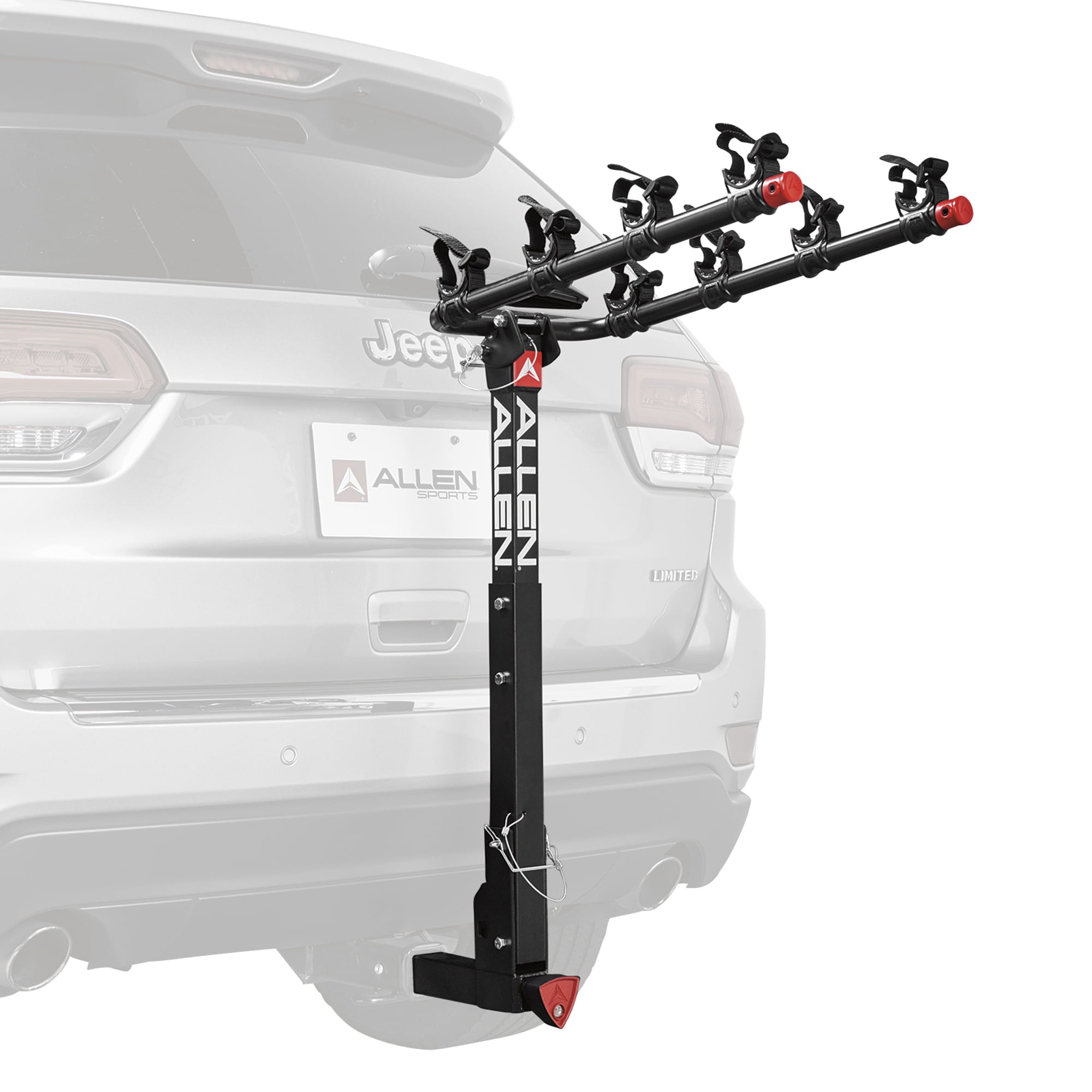 Allen Sports Deluxe Locking Quick Release 4-Bike Carrier fits 2 in receiver hitch， 140 lbs capacity， Model 542QR