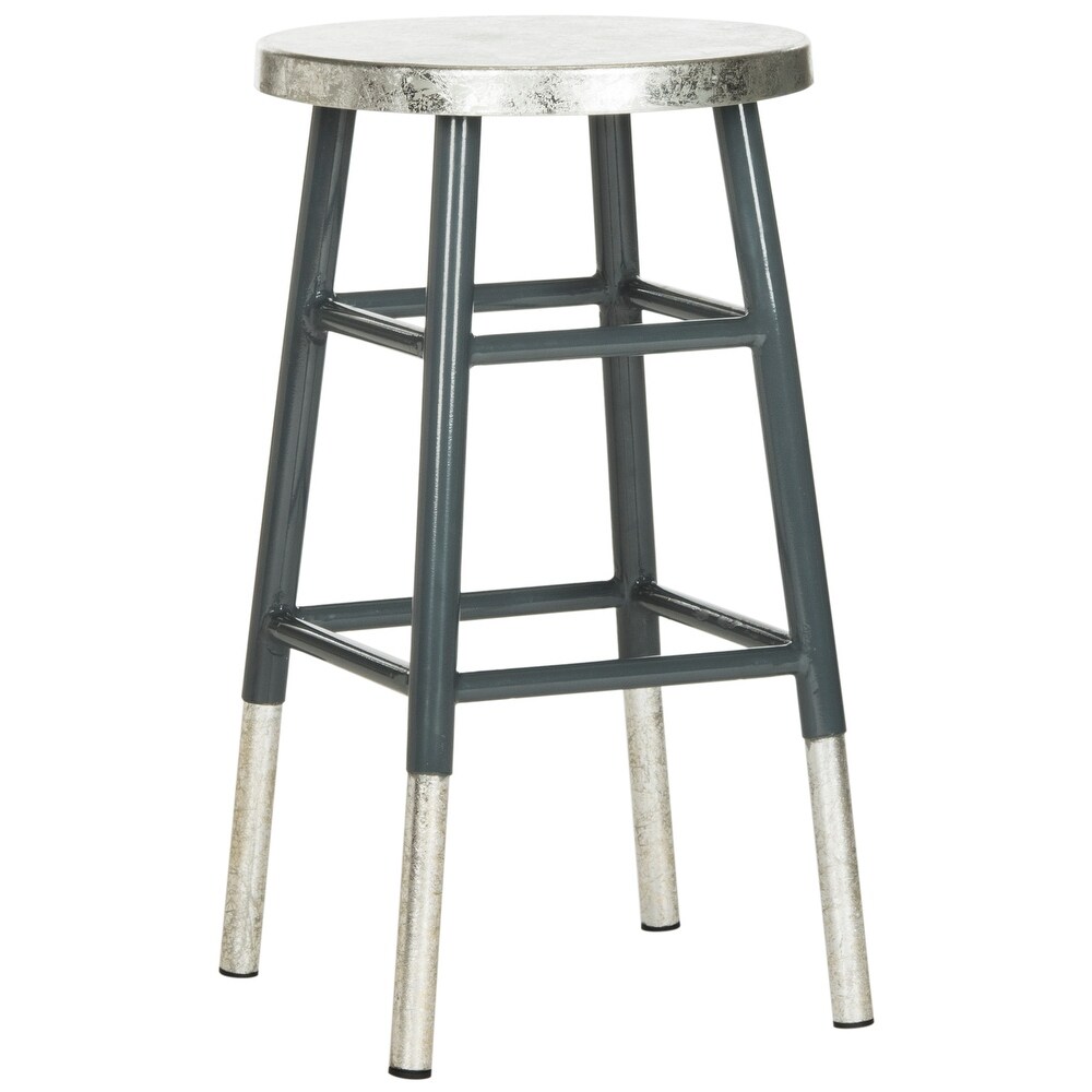 SAFAVIEH 24  inch Kenzie Silver Dipped Grey / Silver Counter Stool   13.5\