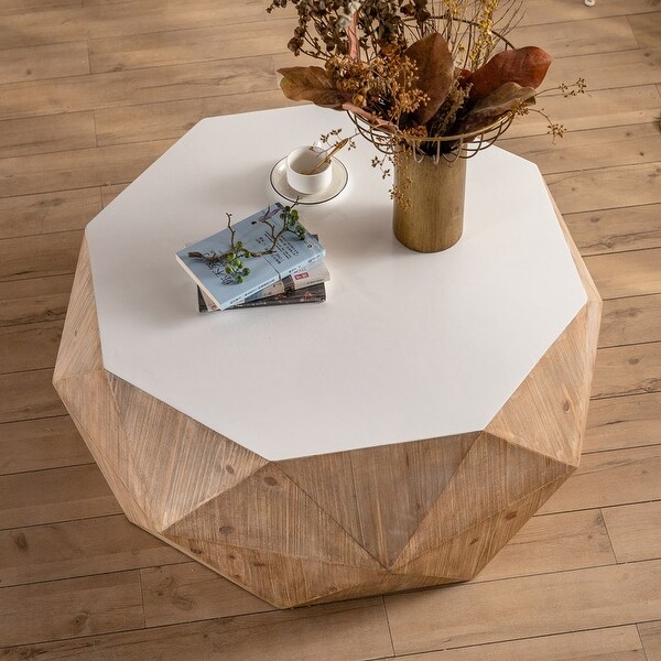 Modern Geometric Coffee Table for Living Room， Three-dimensional Embossed Pattern Design Sofa Table Cocktail Table