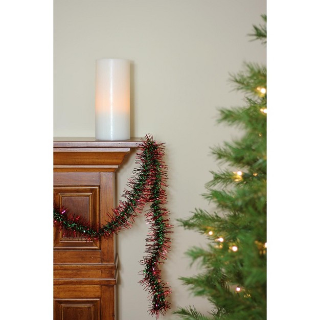 Unlit Shiny Red green Spiral Center Tinsel Christmas Garland