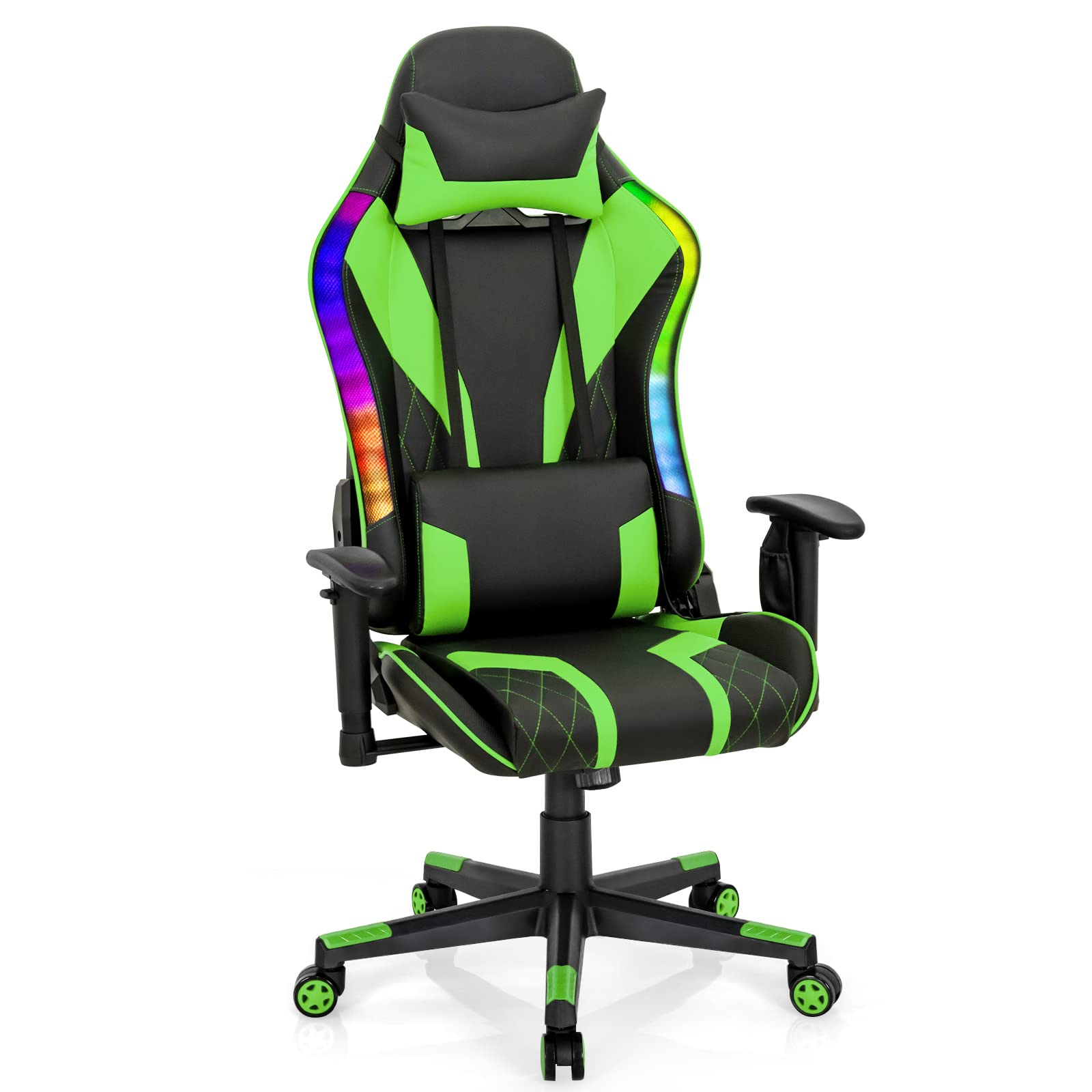 Giantex Gaming Chair with RGB LED Lights, Ergonomic Video Game Chair