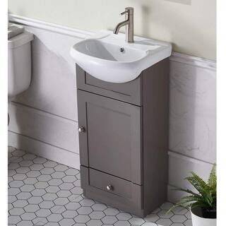 VAPSINT 18 in. W x15 in. D x 34 in. H Morden Single Bathroom Vanity in Grey Khaki with White Ceramic Sink VA-US15HMKQ$042