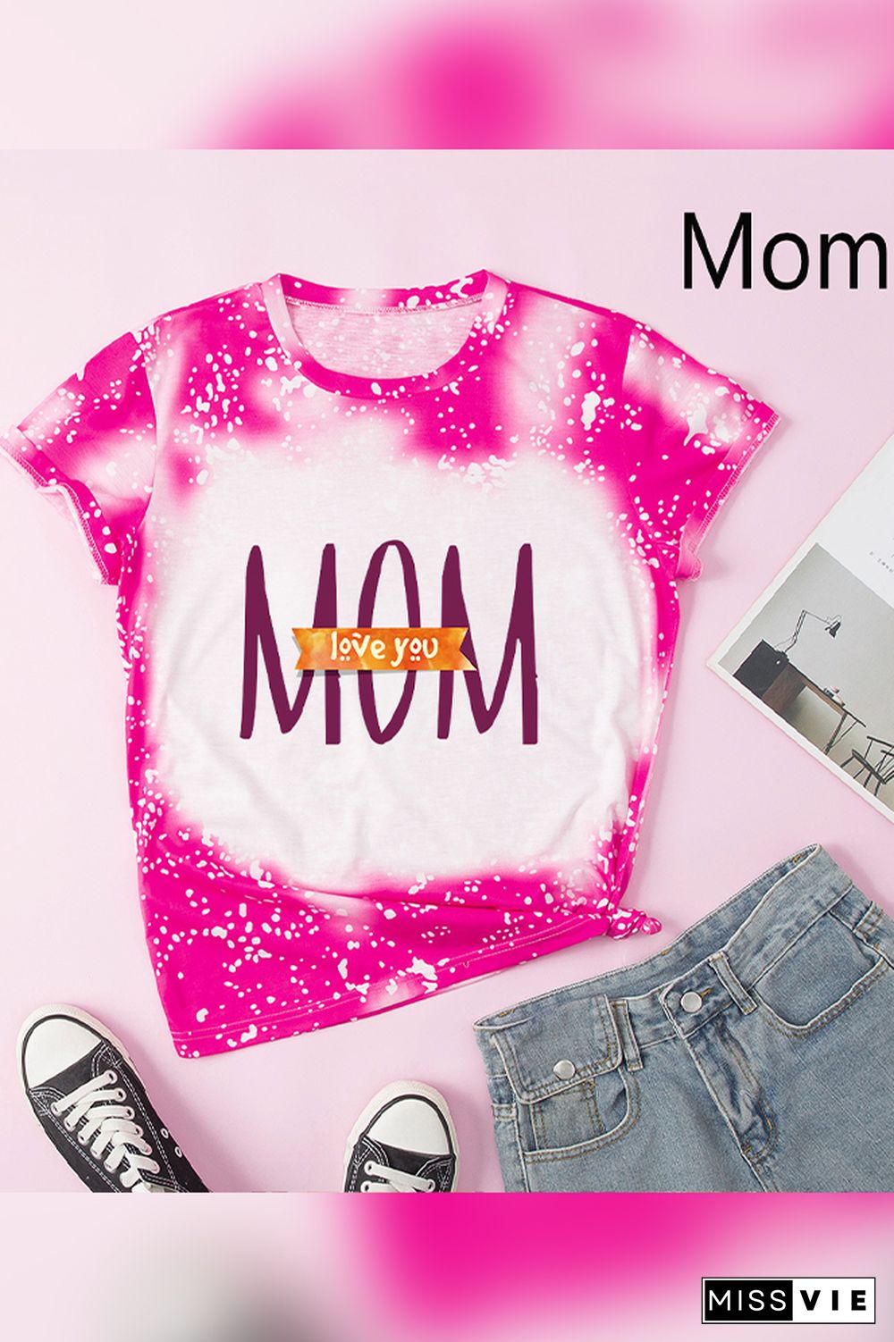 Family Matching Mother's Day MOM Print Short Sleeve Tee Wholesale