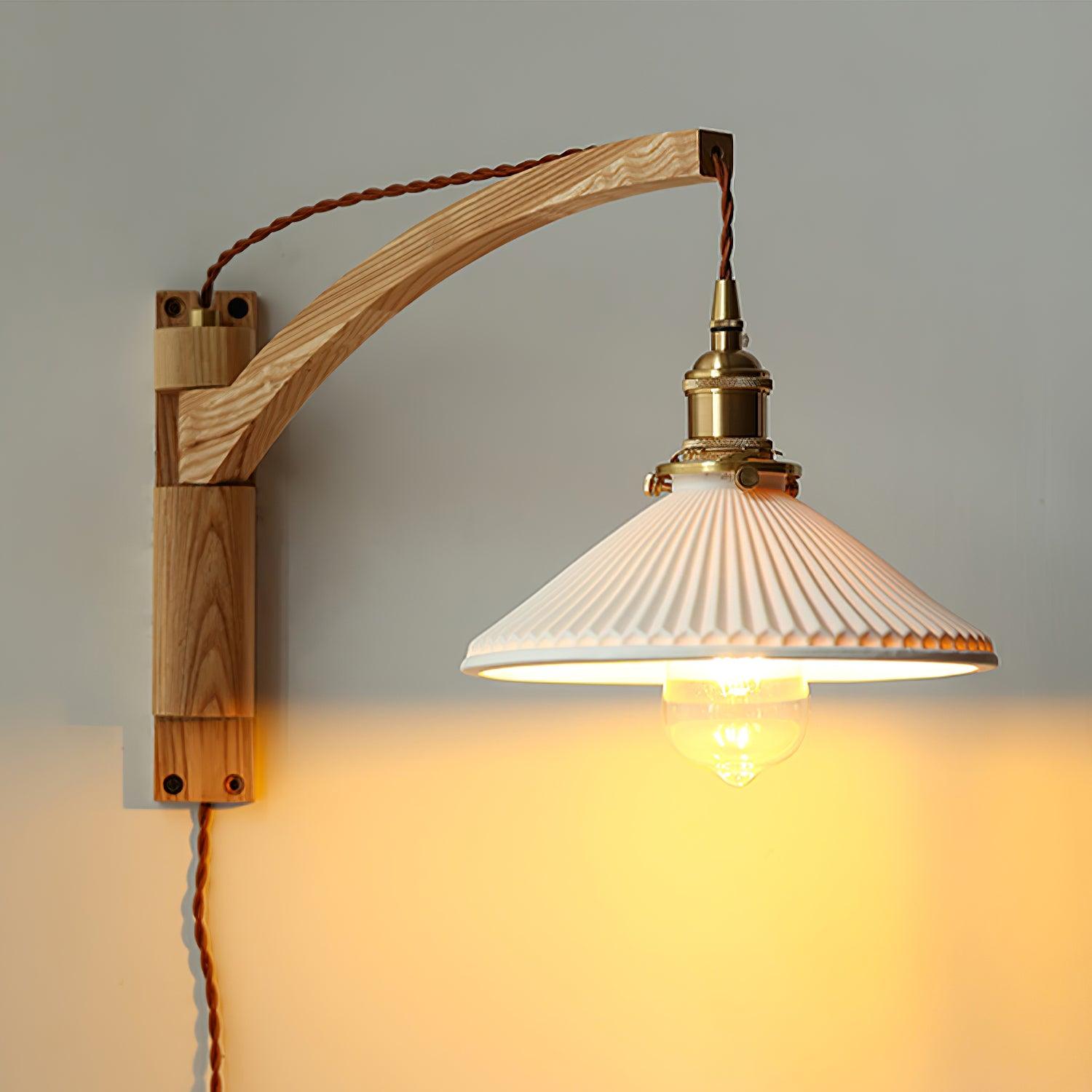 Walnut Swing Arm Wall Lamp