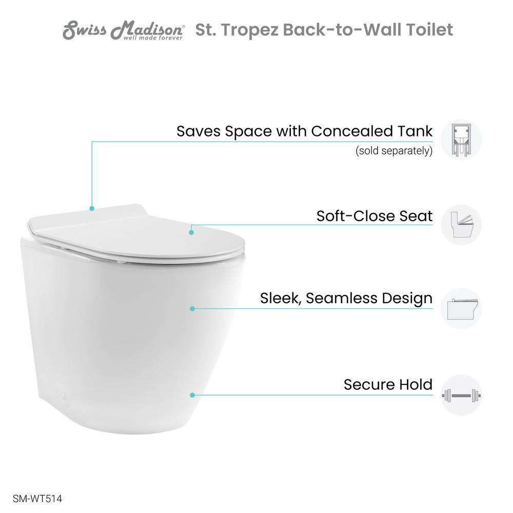 Swiss Madison St. Tropez Elongated Toilet Bowl Only in Glossy White SM-WT514