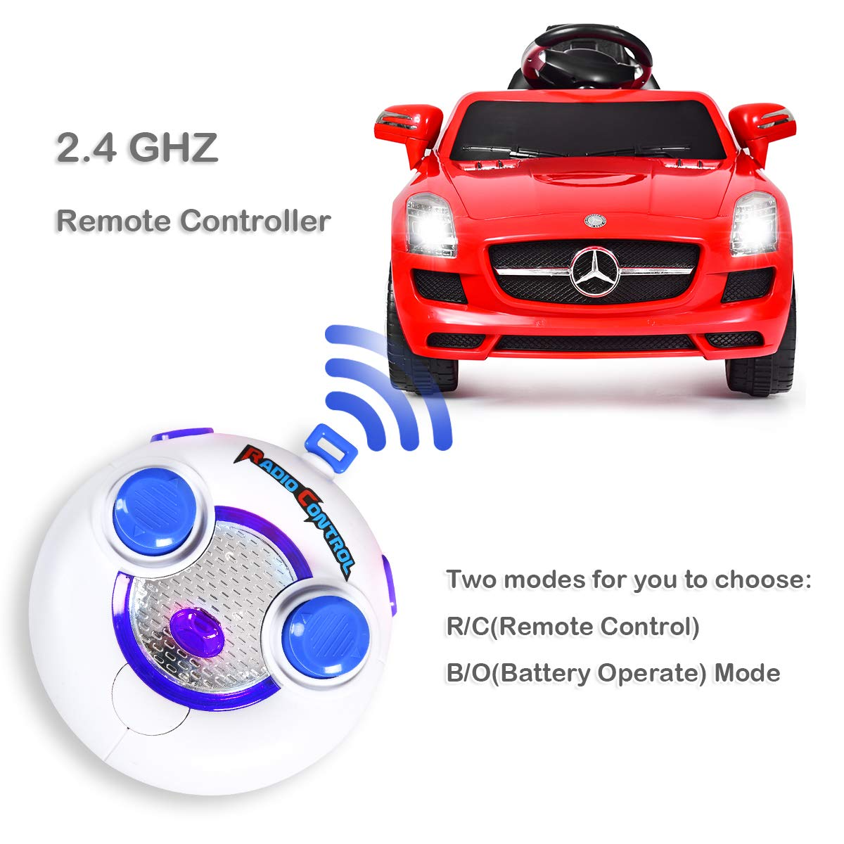 Costzon Ride On Car, Licensed Mercedes Benz SLS Battery Powered Electric Vehicle w/ Parental Remote Control