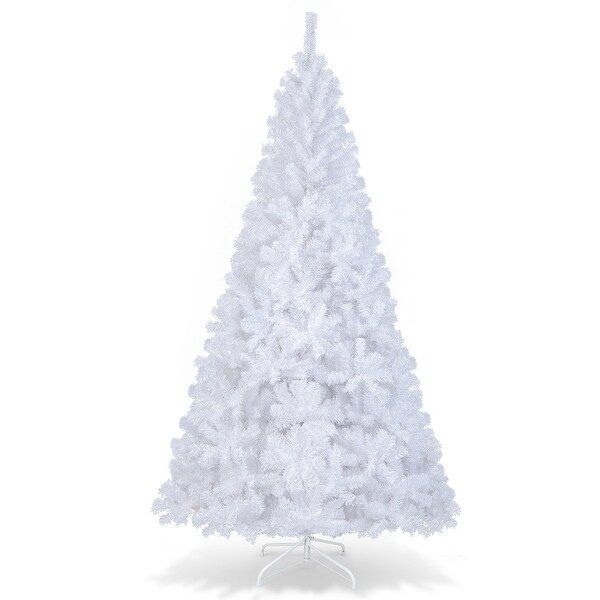 Premium 8Foot White PVC Artificial Christmas Tree with Sturdy Stand for Festive Decor