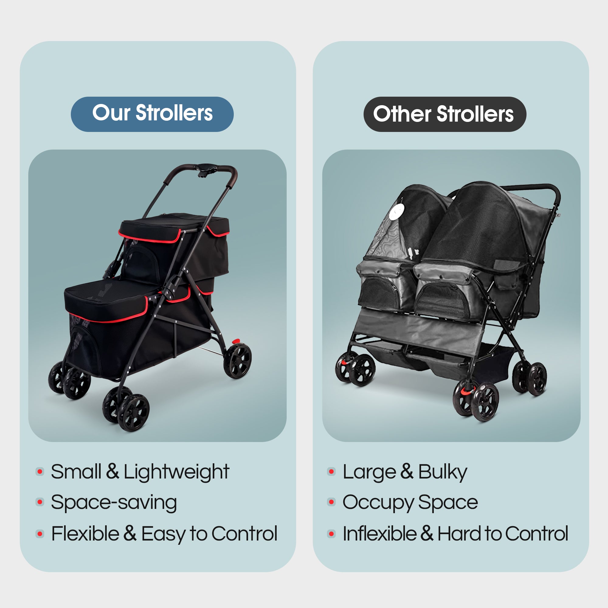 Double Decker Pet Stroller Foldable Jogger Stroller for Two Puppy  Dogs Cats