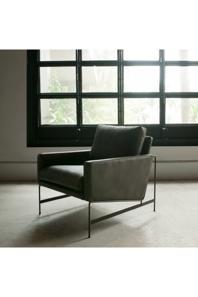 Destroyed Black Leather Upholstery Chair  Andrew Martin Vanessa   Industrial   Armchairs And Accent Chairs   by Oroa   Distinctive Furniture  Houzz