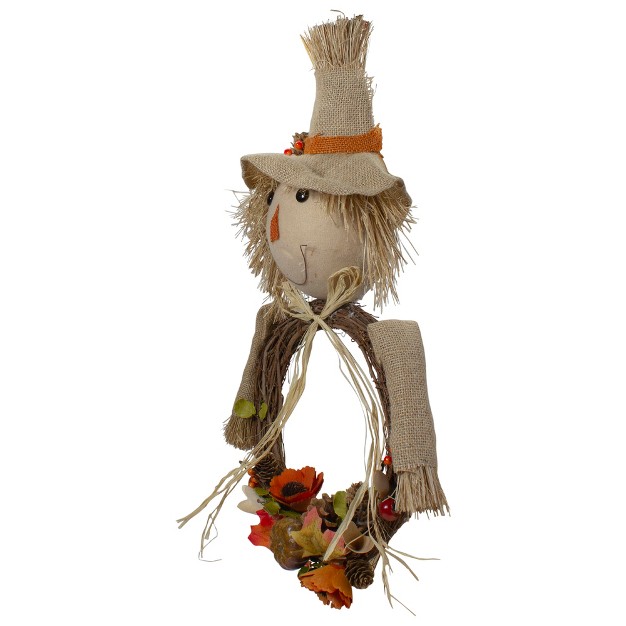 Tan And Orange Fall Harvest Scarecrow Wreath Wall Decor